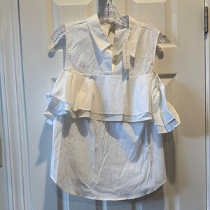 Trina Turk White Ruffle Blouse